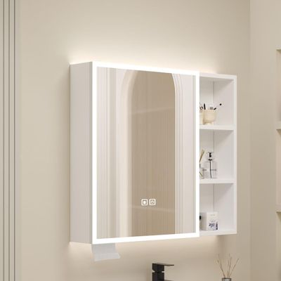 LED Medicine Cabinet bathroom with Lights,Smart Aluminum Storage Wall Cabinet with anti fog mirror,360 LED Lighted Vanity Mirror with Makeup organizer,Paper holder(White,50*13*68cm/19.7*5.1*26.8in)