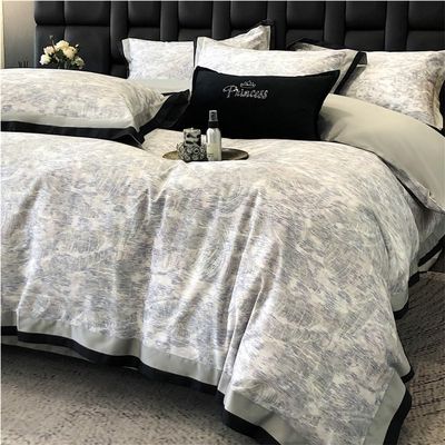 QHEVLXQI Queen Comforter Set, 100-Count Long-Staple Cotton Four-Piece Set Luxury Style Bedding(D,King Size)
