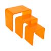 Tiered Acrylic Display Risers 3pc Set (3", 4", 5") Cube Stands for Crafts, Collectibles & Decor (Neon Orange) view 1