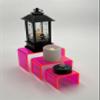 Tiered Acrylic Display Risers 3pc Set (3", 4", 5") Cube Stands for Crafts, Collectibles & Decor (Neon Pink) view 2