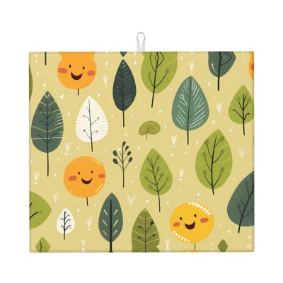Drying Mat for Kitchen VVXBHGR Funny Little Grass Prints Ultra Absorbent, Reversible, and Stylish Kitchen Countertop Mat