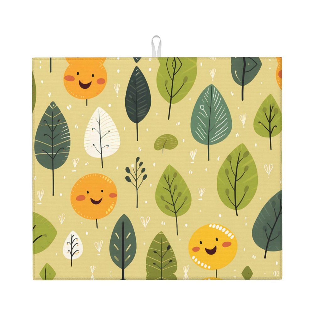 Drying Mat for Kitchen VVXBHGR Funny Little Grass Prints Ultra Absorbent, Reversible, and Stylish Kitchen Countertop Mat
