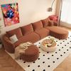 138.6" U Shaped Modern Modular Sectional Curved Back Sofa with Ottoman, Minimalist Style Comfy Cloud Couch for Living Room Apartment, No Assembly Required Boneless Couches (Orange,Right Facing Chaise) view 1