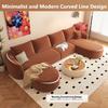 138.6" U Shaped Modern Modular Sectional Curved Back Sofa with Ottoman, Minimalist Style Comfy Cloud Couch for Living Room Apartment, No Assembly Required Boneless Couches (Orange,Right Facing Chaise) view 3