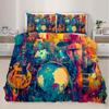 Retro Guitar Drum Set Duvet Cover Full Size - Music Theme Duvet Cover Set with Zipper Closure, Boys Room 3 Pieces Bedding Comforter Cover view 2