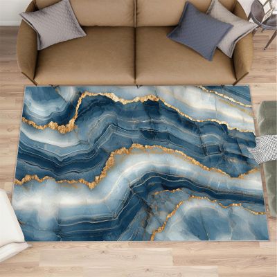2x3 Modern Luxury Marble Rug - Stone Textured Marbling Doormat Outdoor Entrance, Abstract Dark Blue Marble Laundry Room Carpet Non Slip Accent Throw Rugs for Bathroom Kitchen Sink Front Door
