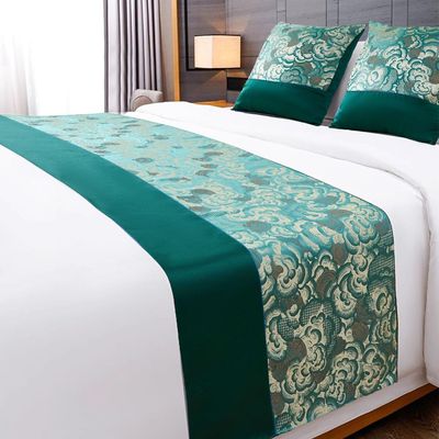 HSTANGKY Hotel Bed Runner Bedding Scarves Modern Floral Bed End Towel Soft Bedspread Scarf Protection Bedroom Decoration for Twin Queen King Size Bed-Green||Only 2 Pillowcase 50X50cm