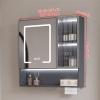 YPIOUREN Medicine Cabinet with Time Display, Bathroom Mirror Cabinet Wall MountedModern Bathroom Wall Cabinet with Defog, Large Makeup Mirror Cabinetfor Bathroom Laundry(Brown,60cm/23.6in) view 2