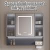 YPIOUREN Medicine Cabinet with Time Display, Bathroom Mirror Cabinet Wall MountedModern Bathroom Wall Cabinet with Defog, Large Makeup Mirror Cabinetfor Bathroom Laundry(Brown,60cm/23.6in) view 3