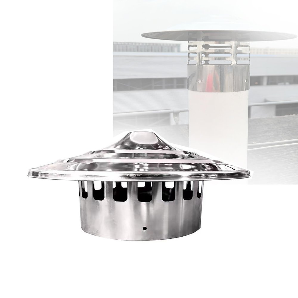 201 Stainless Steel Roof Vent Cap,Umbrella-Design Chimney Cap, Exterior Chimney Flue Cover, for Wood-Burning Fireplaces and Stoves(7.09in)