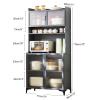 FKTHYO 5-Tier Bamboo Kitchen Storage Cabinet, Bakers Rack with Microwave Cart & Shelves, Space-Saving Kitchen Organizer,77cm/31in view 2