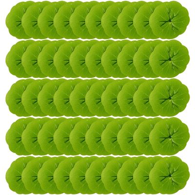 SUPERFINDINGS 50Pcs Artificial Lotus Leaf Floating Lily Pad Lotus Leaf Artificial Pond Plants Ornaments for Pool Aquarium Water Decoration Home Decoration 55x59x0.5~9mm