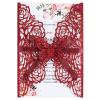 50pcs Burgundy Glitter Wedding Invitation Butterfly Rose Laser Cut Invitation Sleeve with Personalized Invitations Card, White Envelopes, for Wedding Bridal Shower Engagement (Default Blank Card) view 1