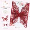 50pcs Burgundy Glitter Wedding Invitation Butterfly Rose Laser Cut Invitation Sleeve with Personalized Invitations Card, White Envelopes, for Wedding Bridal Shower Engagement (Default Blank Card) view 2