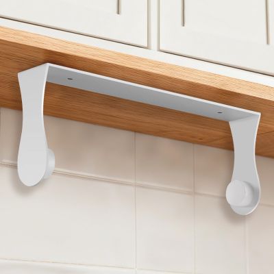 Paper Towel Holder Under Cabinet, Wall Mount, Adhesive or Screw, White