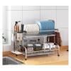 304 Stainless Steel Dish Rack, Kitchen Shelf Storage, Tableware & Chopsticks Holder with Drain Tray, Rustproof Kitchen Counter Organizer(Red) view 1
