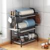 304 Stainless Steel Dish Rack, Kitchen Shelf Storage, Tableware & Chopsticks Holder with Drain Tray, Rustproof Kitchen Counter Organizer(Red) view 4
