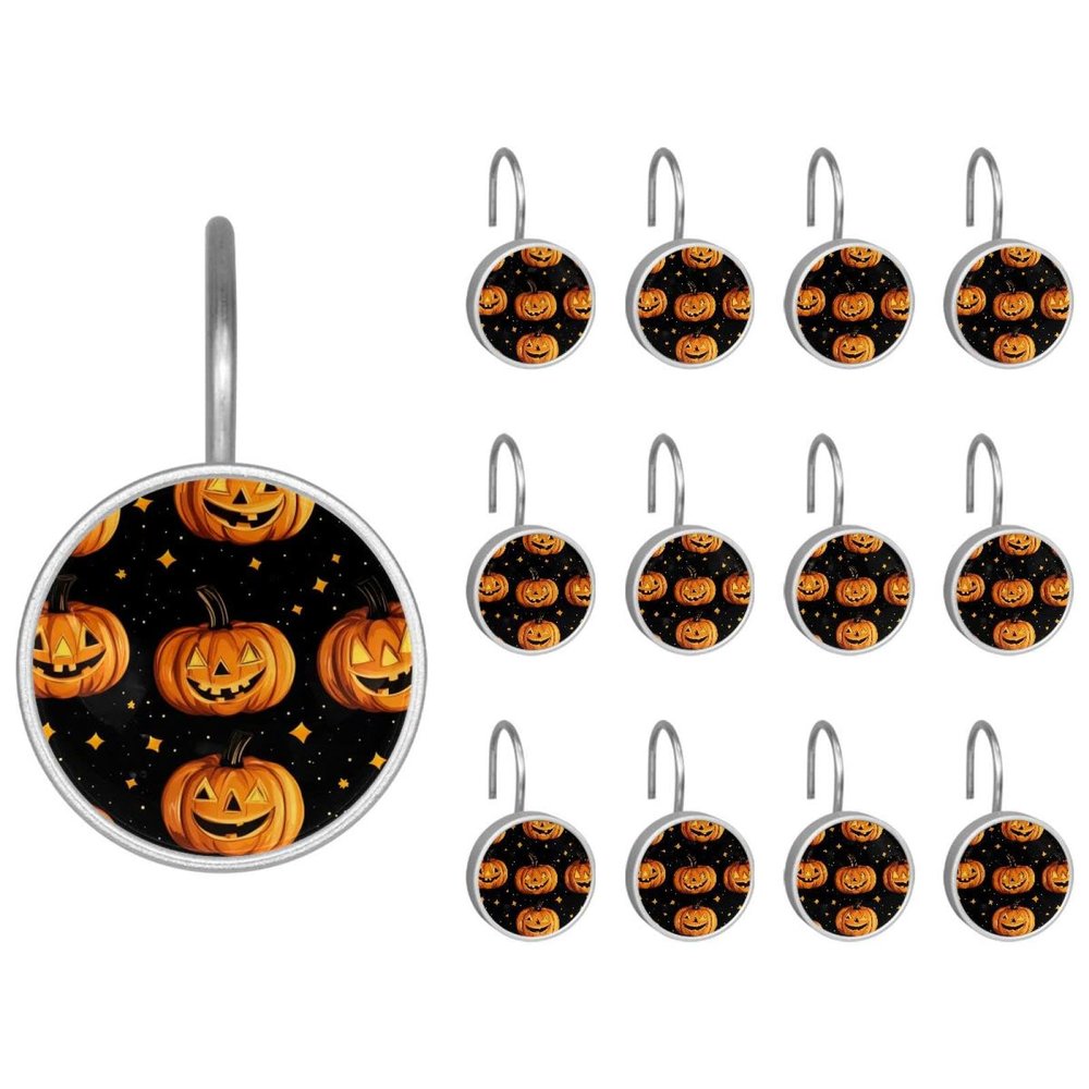 Halloween Shower Curtain Hooks Rings, rustproof Stainless Steel for Bathroom Shower Rod, 12 Pack