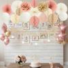 24 Pieces Boho Baby Shower Decorations for Girl, Welcome Baby Banner with Honeycomb Balls, Paper Flowers, Lanterns, Fans, Hanging Swirls and Garland Kit, Nursery Wall Decor view 4