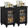 Joaxswe Narrow Side Table Set 2 with Glass Door Storage view 1