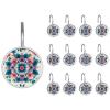 Chenille Print Shower Curtain Hooks,Set of 12 Shower Curtain Rings,Shower Hooks for Curtain Shower Rings,Rust Proof Metal Shower Hooks view 1