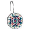 Chenille Print Shower Curtain Hooks,Set of 12 Shower Curtain Rings,Shower Hooks for Curtain Shower Rings,Rust Proof Metal Shower Hooks view 2