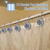 Chenille Print Shower Curtain Hooks,Set of 12 Shower Curtain Rings,Shower Hooks for Curtain Shower Rings,Rust Proof Metal Shower Hooks view 4