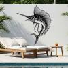 Metal Sailfish Wall Art, Swordfish Metal Wall Art, Ocean Wall Decor, Nautical Wall Hanging, Coastal Wall Sculpture, Sea Life Wall Sculpture for Bathroom, Outdoor, Pool (Gold, 53"x47"/135x120cm) view 2