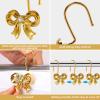 YanKiTour Gold Bow Shower Curtain Hooks, 12 Pack Metal Decorative Rings, Rust Proof Bow Knot Design for Bathroom Bedroom Living Room Baby Room Nursery Art Decor (Gold 3) view 3
