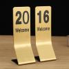Hoiweqr Table Numbers 1-10/20/30 Stainless Steel Double Side Numbered Table Tents Restaurant Wedding Number Cards Signs for Banquets Party Wedding Reception, Gold(1-100) view 1