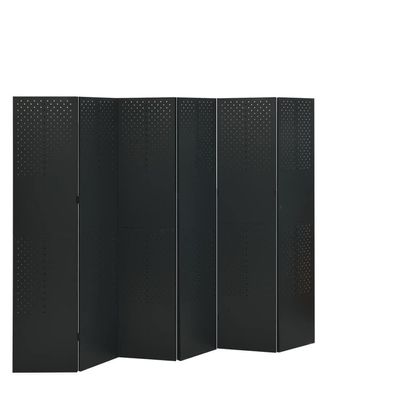 6-Panel Room Dividers, 2 Pcs Black 94.5"x70.9" Steel Freestanding Partition for Home Office Privacy, Indoor Separation