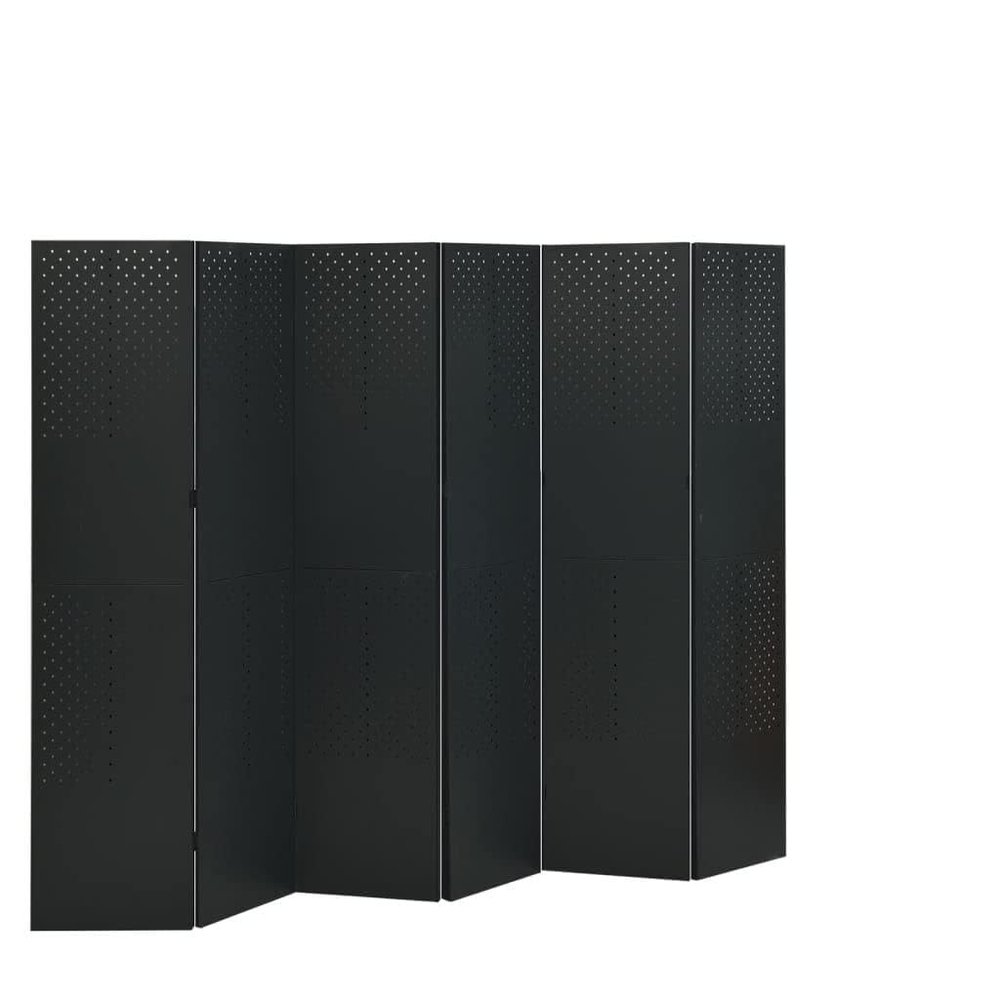 6-Panel Room Dividers, 2 Pcs Black 94.5"x70.9" Steel Freestanding Partition for Home Office Privacy, Indoor Separation
