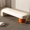 LITFAD Modern Entryway Bench Simplistic Padded Solid Wood Frame Seating Bench Decorative Shoe Changing Benchs for Home Restaurant Clothing Store, Beige/Orange, 71" L x 16" W x 17" H view 3