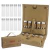 Frdhee Travel Spice Kit, Portable Spice Bag with 10 Spice Jars, 10 Empty Glass Spice Containers with Canvas Storage Bag Organizer, Seasoning Bottle Holder for Outdoor Camping BBQ view 1
