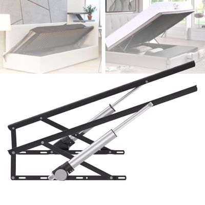 2 PCS Electric Steel Bed Lift Mechanism with Remote Control, 600KG Load Capacity Lid Support Hinge for Storage Box Bed and Sprung Divan Bases Black-1.1m