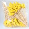 100 Pieces 4.7 Inches Banana Bead Top Bamboo Cocktail Picks Bamboo Toothpicks Skewers Sticks for Appetizers Fruit Drinks Food Supplies, Yellow view 2