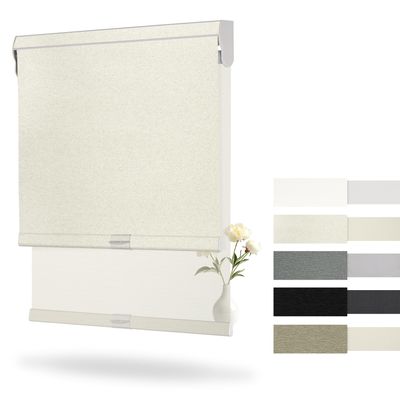 Boolegon Cordless Dual Roller Shades, Jacquard Beige and Beige, 57"W x 64"H