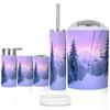 Bathroom Accessory Set 6PCS Winter Mountains Panorama ski Slopes ski Lifts Trash can, Soap Dispenser, Toothbrush Holder, Toilet Brush & Holder, Soap Dish for Housewarming Gifts view 1