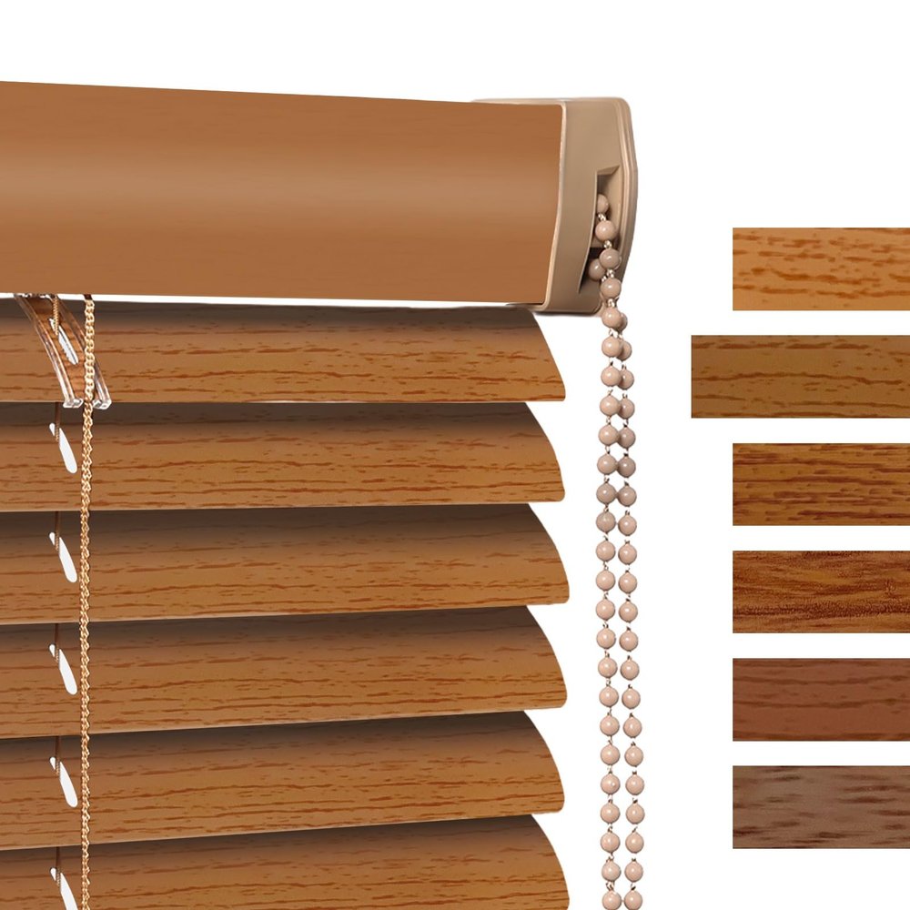 1" Aluminum Mini Blind Blackout Horizontal Window Shades for Indoor Window, 24'' 29'' 32'' 35" 42" 45" 64" 72'' Anti-UV & Waterproof Rooming Darkening Venetian Blinds for Home Office(Camel)