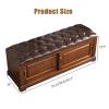 Topjia Solid Wood Shoe Bench with Hidden Storage,Leather Upholstered Entryway Shoe Cabinet,Retro Shoe Rack Bench for Hallway, Front Door(15" D x 43.4" W x 17.7" H, Dark Brown) view 2