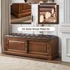 Topjia Solid Wood Shoe Bench with Hidden Storage,Leather Upholstered Entryway Shoe Cabinet,Retro Shoe Rack Bench for Hallway, Front Door(15" D x 43.4" W x 17.7" H, Dark Brown) view 4