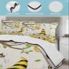 BketraquerC Twin Quilt Set, Yellow Gnome Bee Flower Leaf Lightweight Soft Microfiber Summer Bedspread Coverlet with 2 Pillow Shams, Farmhouse Pastoral Theme 3 Piece Bedding Set for All Seasons view 2