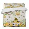 BketraquerC Twin Quilt Set, Yellow Gnome Bee Flower Leaf Lightweight Soft Microfiber Summer Bedspread Coverlet with 2 Pillow Shams, Farmhouse Pastoral Theme 3 Piece Bedding Set for All Seasons view 3