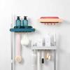 DFWZMQTG Punching-Free Wall-Mounted Bathroom Shelf Mop Clip Toilet Towel Storage Rack Hook(OneColor) view 3