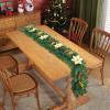 2025 Christmas Garland with Flower, 9FT Plastic Christmas Decor Artificial Wreath, PVC Fake Green Wreath with Flower for Christmas Holiday Table Home Decoration (Yellow) view 1