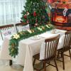2025 Christmas Garland with Flower, 9FT Plastic Christmas Decor Artificial Wreath, PVC Fake Green Wreath with Flower for Christmas Holiday Table Home Decoration (Yellow) view 3