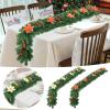 2025 Christmas Garland with Flower, 9FT Plastic Christmas Decor Artificial Wreath, PVC Fake Green Wreath with Flower for Christmas Holiday Table Home Decoration (Yellow) view 4