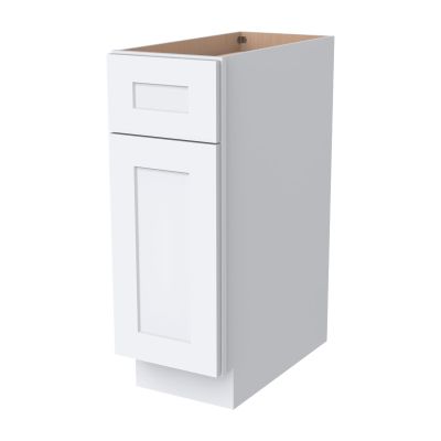 HCIOAN Solid Wood Frame Shaker Base Cabinet 1 Door 1 Drawer with Soft Close Hinges and Slides, 15" W x 24" Lx 34.5" H,Kitchen Cabinet Storage for Modern Home, Easy Assembly RTA in Shaker White