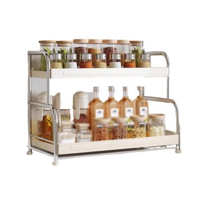 Double layer Spice Rack,Carbon Steel Kitchen Countertop Storage Rack with Foot Pad,Suitable For Storage Countertop Storage Room(30cm)