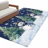 2.7'x5' Area Rug Navy Blue Christmas Snowman Washable Hallway Area Rugs for Entryway Kitchen Classroom, Xmas Tree Snowflake Snowscape StainResistant Dorm Carpet Patio Runner Rugs view 2